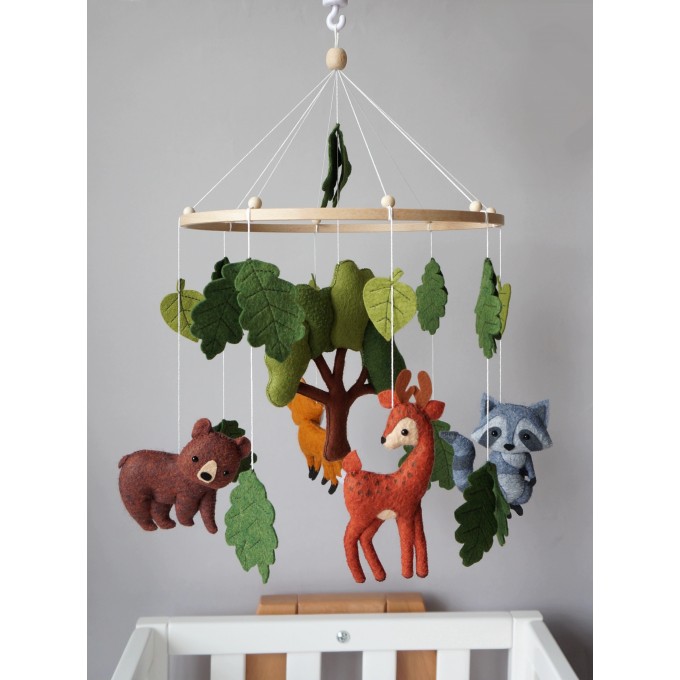 Woodland crib mobile, Woodland nursery decor