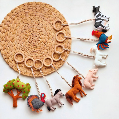 Farm animals baby gym set, Play gym hanging toys, Baby Animal Rattle