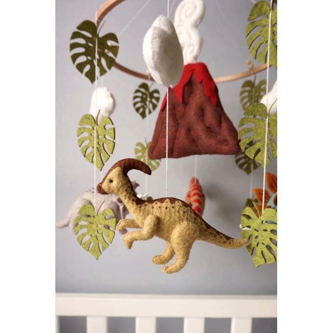 Dinos baby mobile with volcano, Dinosaurs nursery