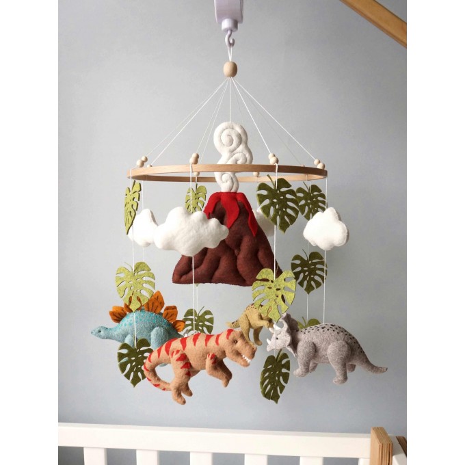 Dinos baby mobile with volcano, Dinosaurs nursery