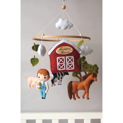 Farm animals baby mobile