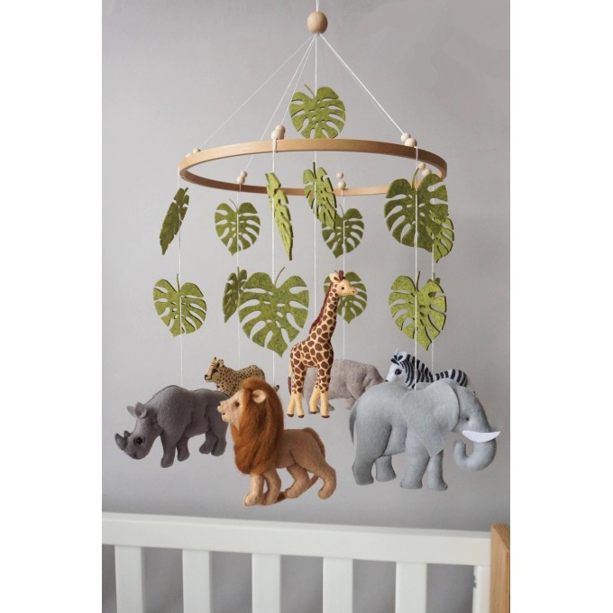 Safari crib mobile, Safari nursery mobile