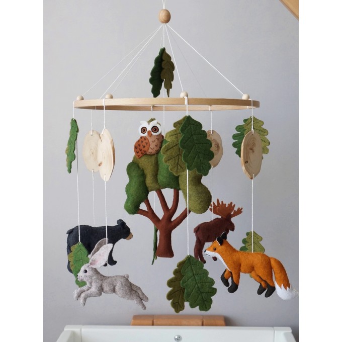 Woodland nursery mobile with animals