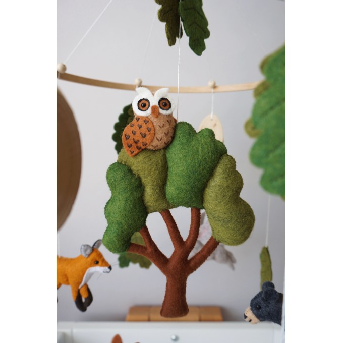 Woodland nursery mobile with animals