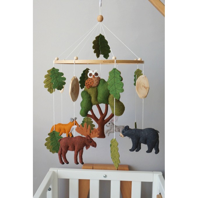 Woodland nursery mobile with animals