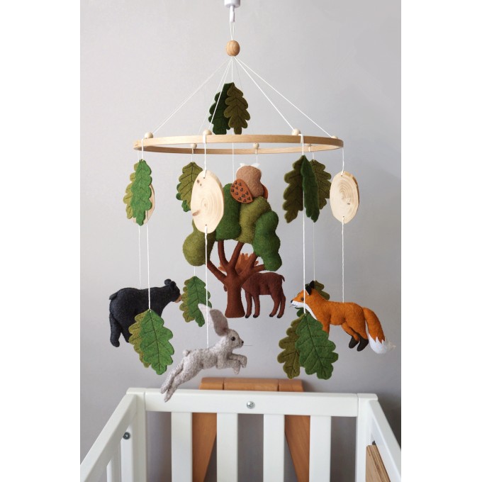 Woodland nursery mobile with animals