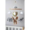 Safari crib mobile with hot air balloon