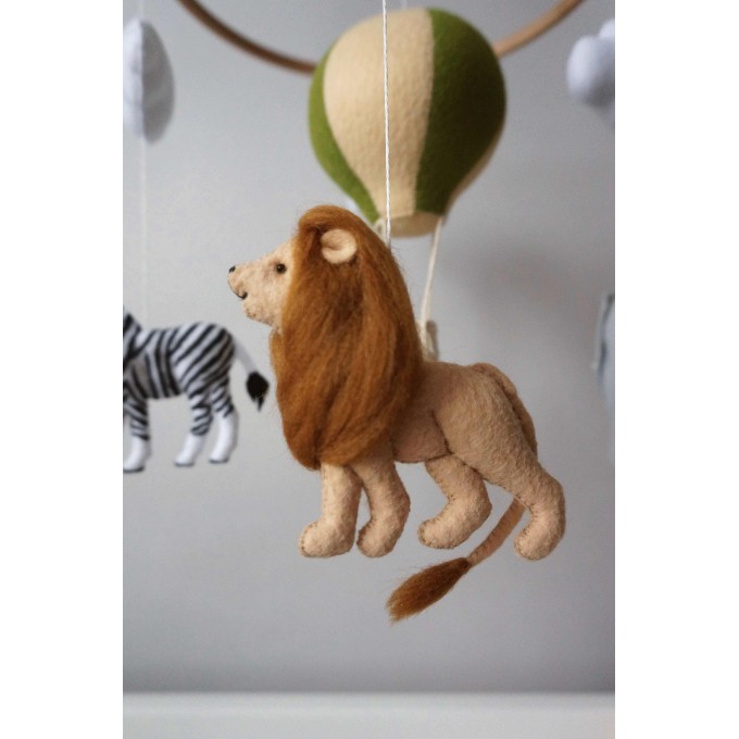 Safari crib mobile with hot air balloon