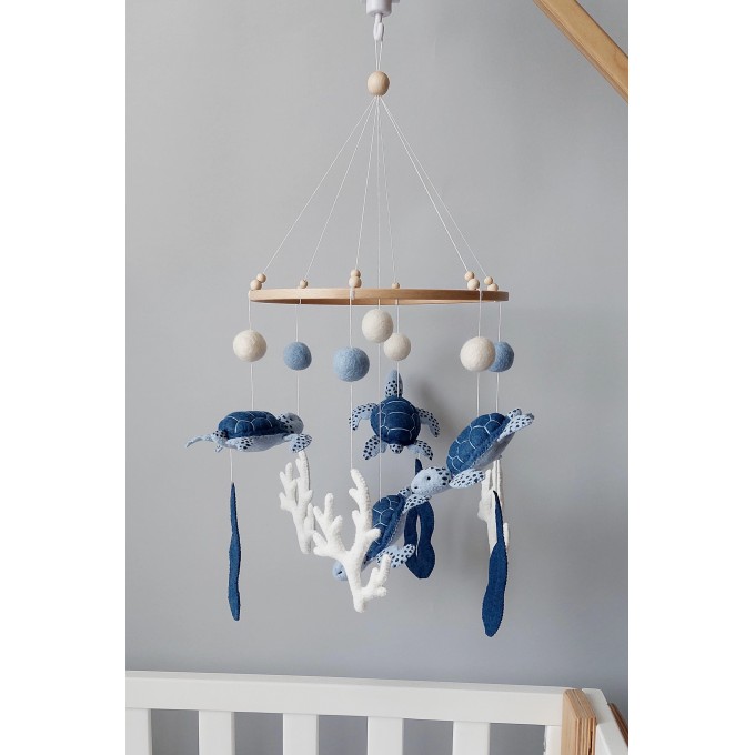 Turtles crib mobile, Ocean themed nursery mobile