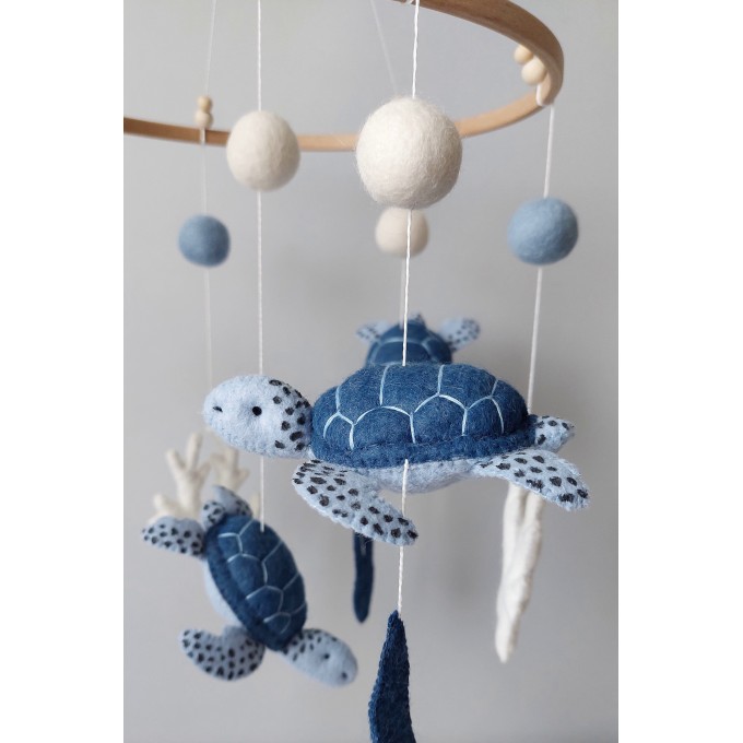 Turtles crib mobile, Ocean themed nursery mobile