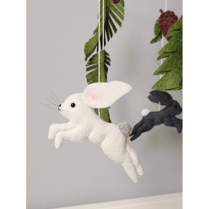 Jumping bunnies mobile, Woodland nursery mobile