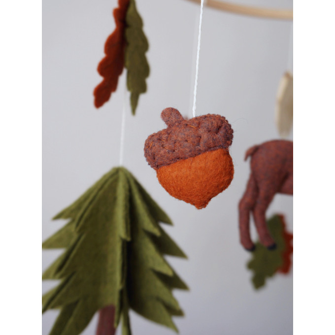 Woodland nursery mobile with moose, Crib mobile