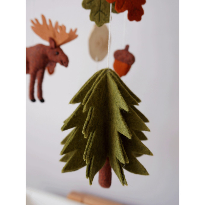 Woodland nursery mobile with moose, Crib mobile