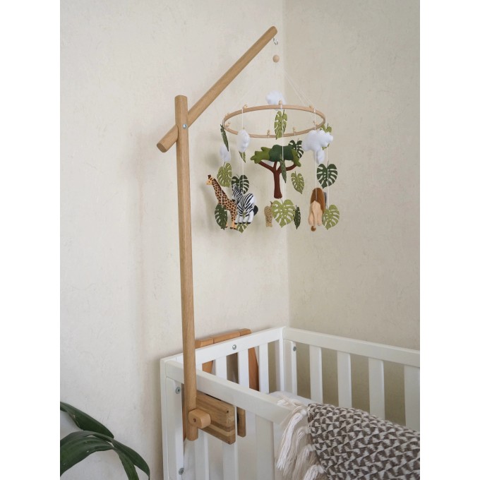 Clockwork Music Box Wooden Crib Mobile Arm Nursery Mobile arm Mobile Hanger  with Boho Baby Mobile Bassinet Mobile for Crib, Mobile Holder for Crib