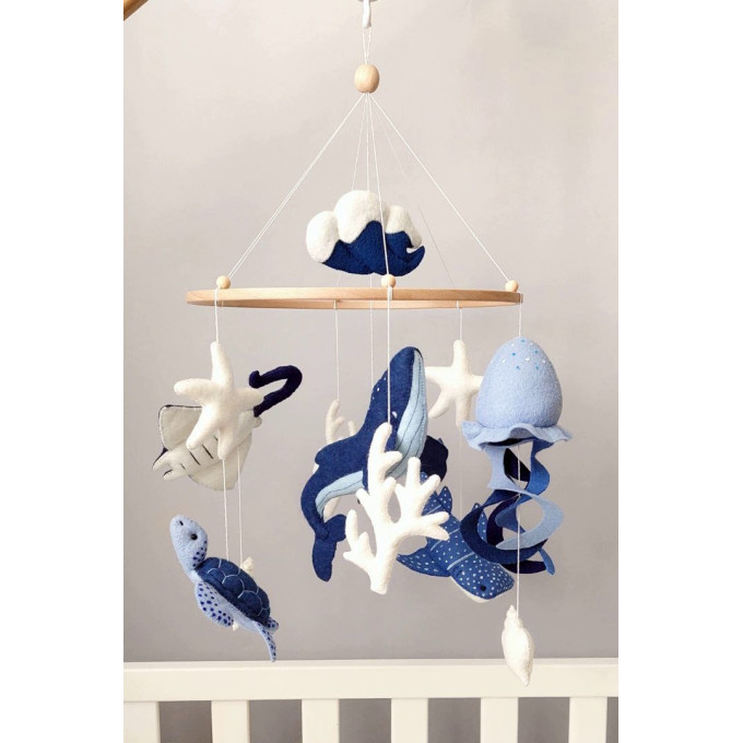 Sea animals crib mobile, Blue ocean nursery mobile