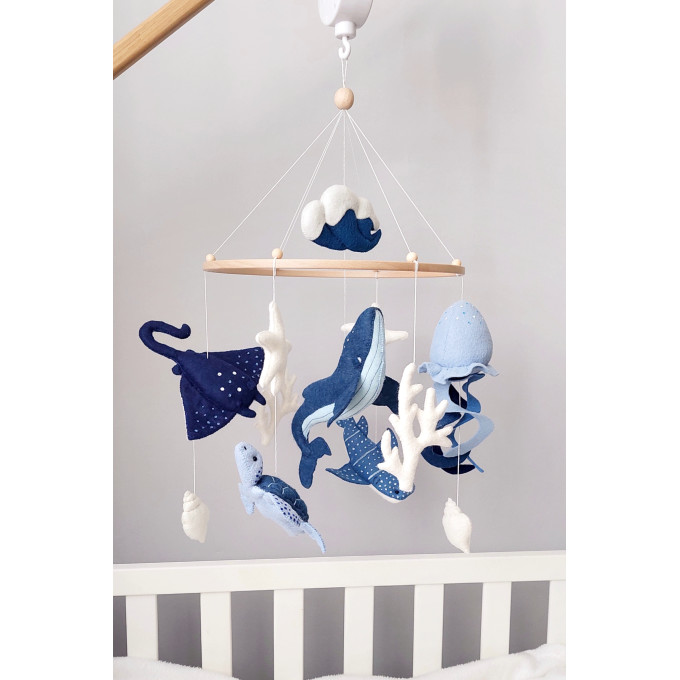 Sea animals crib mobile, Blue ocean nursery mobile