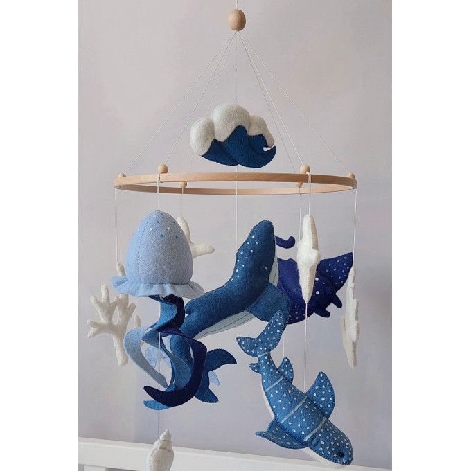 Sea animals crib mobile, Blue ocean nursery mobile