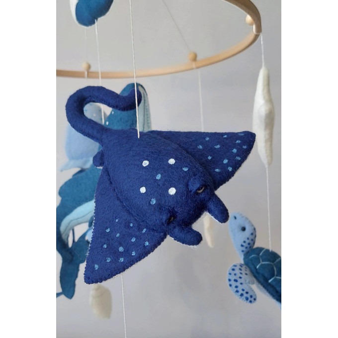 Sea animals crib mobile, Blue ocean nursery mobile