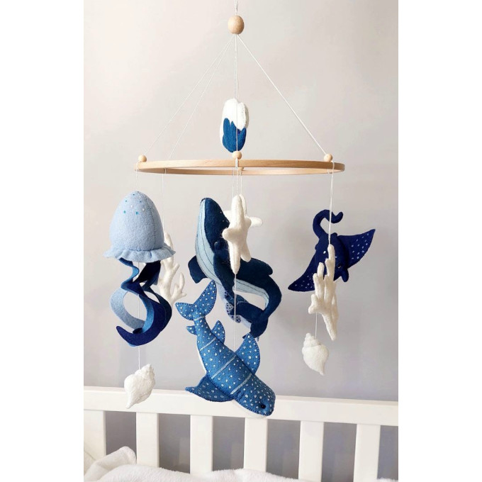 Sea animals crib mobile, Blue ocean nursery mobile