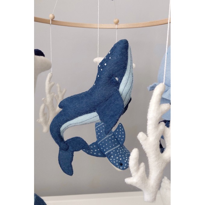 Sea animals crib mobile, Blue ocean nursery mobile